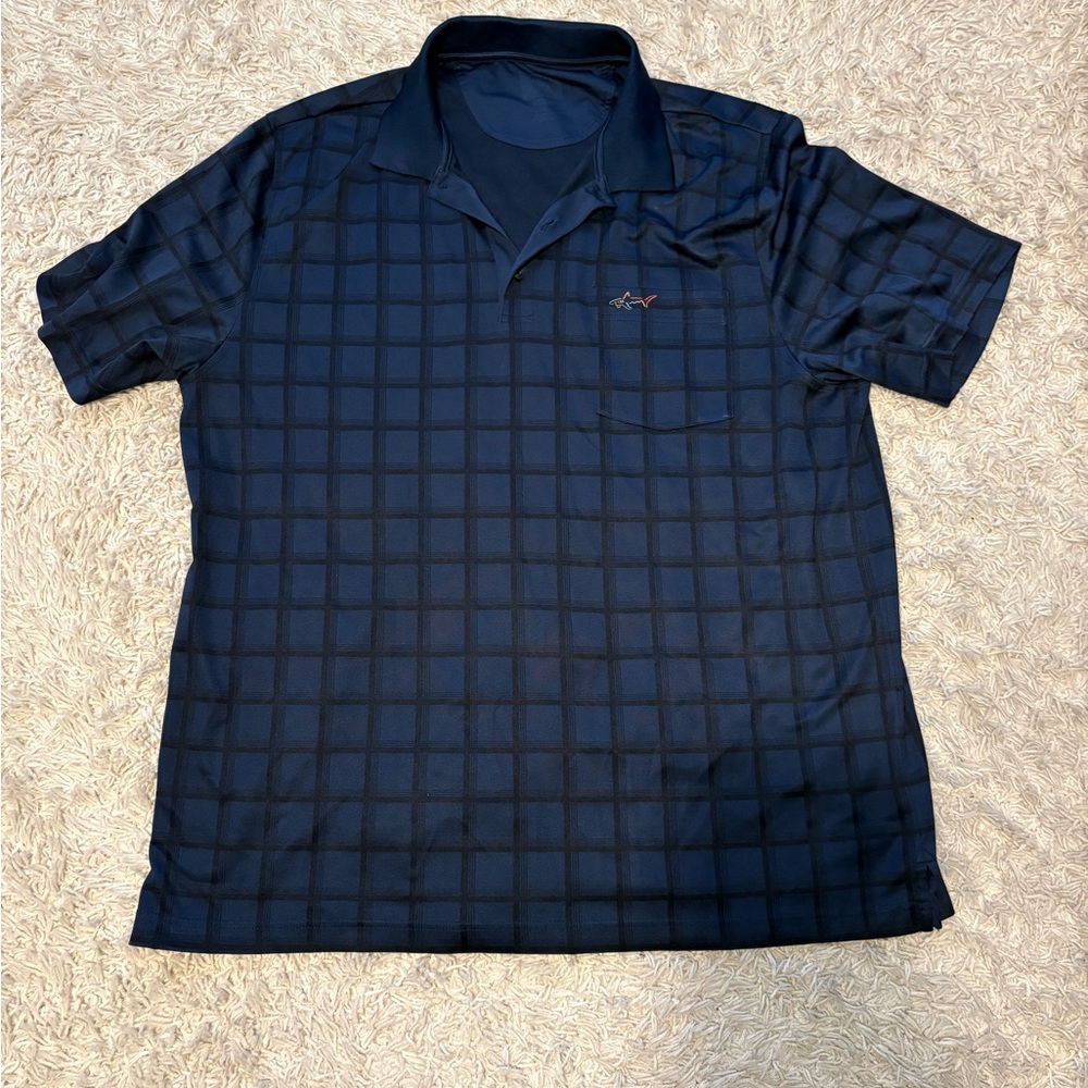 Greg Norman Collection Navy Grid Polo Shirt